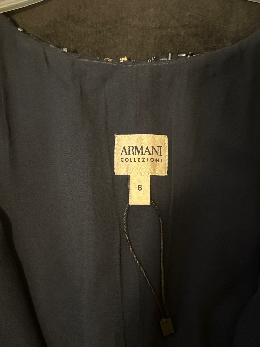 Armani Collezioni Navy Beaded Layered Cocktail Dress - Picture 4 of 8